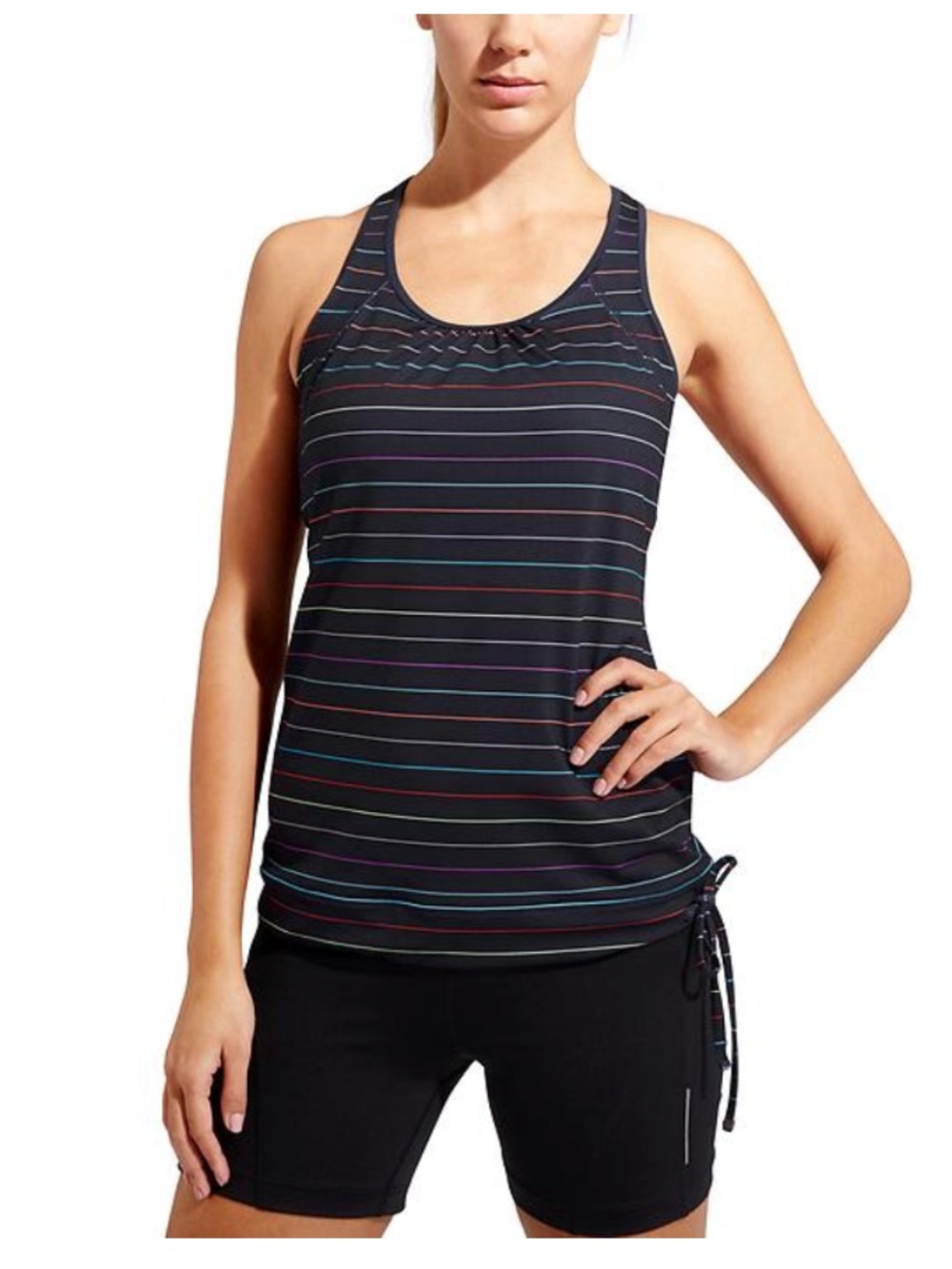 Athleta Multicolor Striped Tinker Tank 2 Racerback Striped Top Black XL